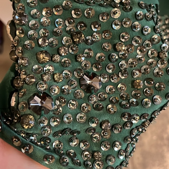 Green Mini Dress / Tunic by Pinko Silk & Viscose Sz S with Sequins - Picture 5 of 8